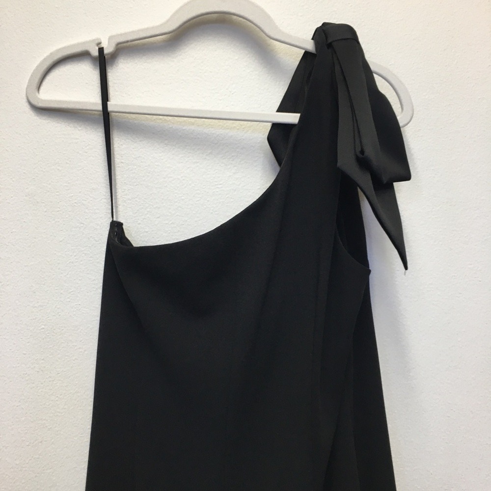 Eliza J One Shoulder Bow Long Gown 16 Black Formal Wedding Guest Gala Prom Party - Picture 3 of 13